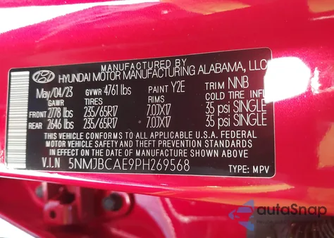 2023 Hyundai Tucson Sel z USA, uszkodzony, nr VIN 5NMJBCAE9PH269568